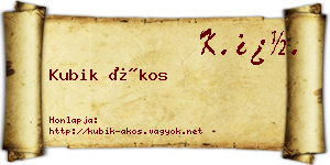 Kubik Ákos névjegykártya